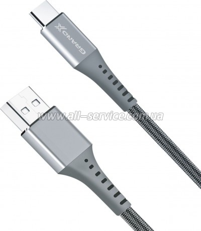���� ������ USB 2.0 AM to USB-C 1.2m Grey Grand-X (FC-12G)