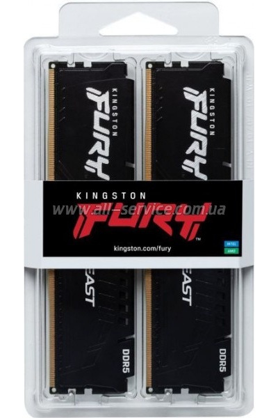     DDR5 16GB (2x8GB) 5200 MHz Beast Black Kingston Fury (ex.HyperX) (KF552C36BBEK2-16)