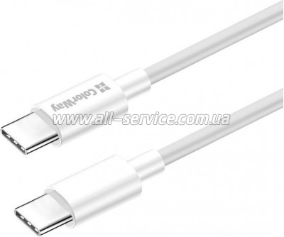���� ������ ColorWay USB-C to USB-C 1.0m 3A 60W white (CW-CBPDCC055-WT)