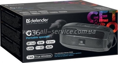   Defender G36 5 FM/microSD/USB Black (65036)