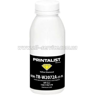 Тонер PRINTALIST HP CLJ 150/ 178/ 179 бутль 25г Yellow (TR-W2072A-25-PL) Тонер PRINTALIST HP CLJ 150/ 178/ 179 бутль 25г Yellow (TR-W2072A-25-PL)