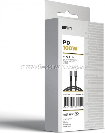 ���� ������ USB-C to USB-C 1.0m PD 100W black-grey Armorstandart (ARM69370)