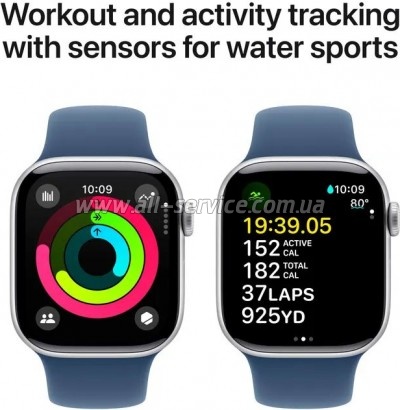 - Apple Watch Series 10 GPS 42mm Silver Aluminium Case with Denim Sport Band - M/L (MWWC3QH/A)