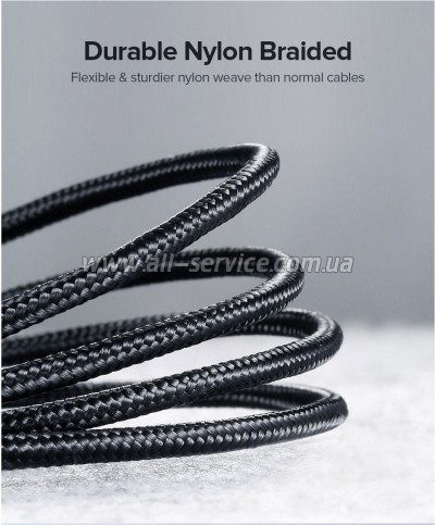 ���� ������ USB 2.0 AM to USB-C 0.25m 3A aluminum braid nickel plating black Ugreen (60124)