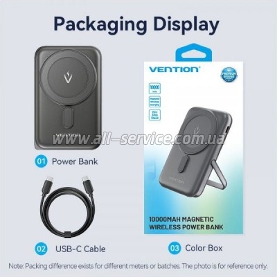 ������� ������������� Vention Magnetic Wireless 10000mAh PD 20W Black (FHNB0)
