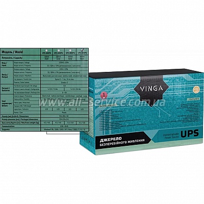  Vinga LCD 800VA plastic case with USB (VPC-800PU)