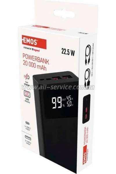 ������� ������������� EMOS 20000mAh BETAQ 20 PD 22.5W, black (B0532B)