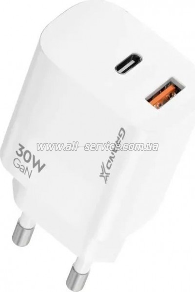 �������� ������� Grand-X GaN 1xUSB-C + 1xUSB QC3.0 36W white (CH-360W)