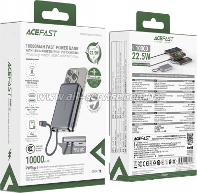 ������� ������������� Acefast Magnetic 10000mAh 22.5W PD Black (6974316284017)