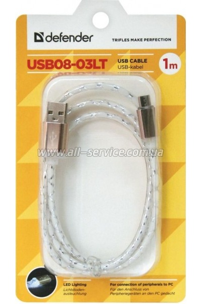 ���� ������ USB 2.0 AM to Micro 5P 1.0m GrayLED backlight Defender (87554)