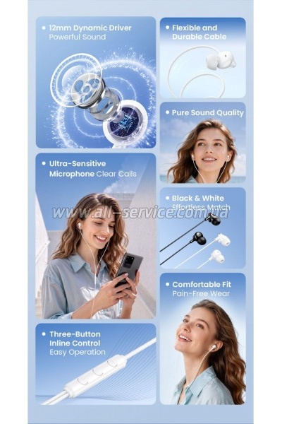 �������� Vention Echo Lite 3.5mm In-Ear Wired White (GBAWAV)