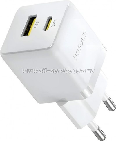 �������� ������� Baseus 1xUSB-C 20W + 1xUSB white + cable USB-C to USB-C 60W 1.0m (P10111608213-01)
