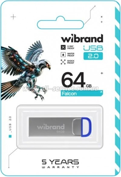  Wibrand 64GB Falcon Silver-Blue USB 2.0 (WI2.0/FA64U7U)