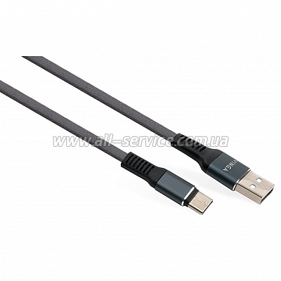   USB 2.0 AM to Type-C 1m flat nylon gray Vinga (VCPDCTCFNB1GR)