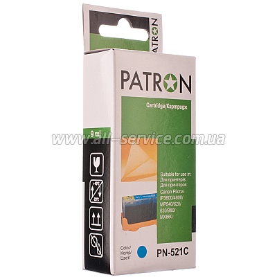 КАРТРИДЖ CANON CLI-521C (PN-521C) CYAN PATRON КАРТРИДЖ CANON CLI-521C (PN-521C) CYAN PATRON