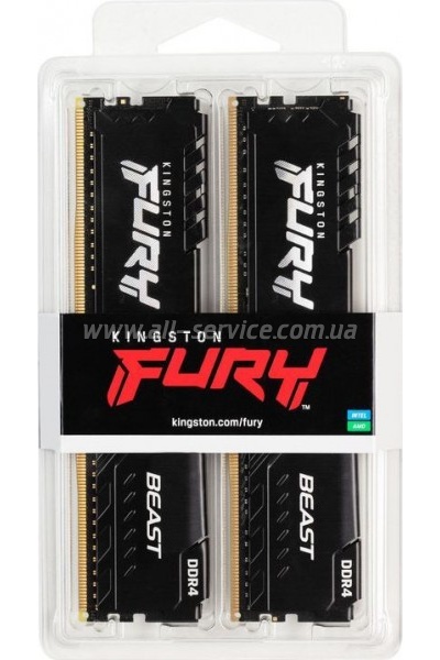 ������ ������ ��� ���������� DDR4 32GB (2x16GB) 3200 MHz Fury Beast Black Kingston Fury (ex.HyperX) (KF432C16BBK2/32)