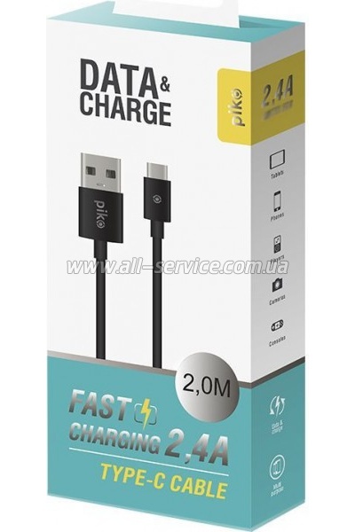 ���� ������ USB 2.0 AM to Type-C 2.0m CB-UT12 black Piko (1283126493850)