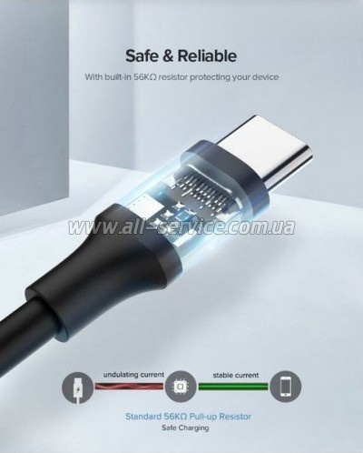 ���� ������ USB 2.0 AM to USB-C 2.0m US287 Black Ugreen (60118)