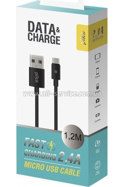   USB 2.0 AM to Micro 5P 1.2m black Piko (1283126494918)