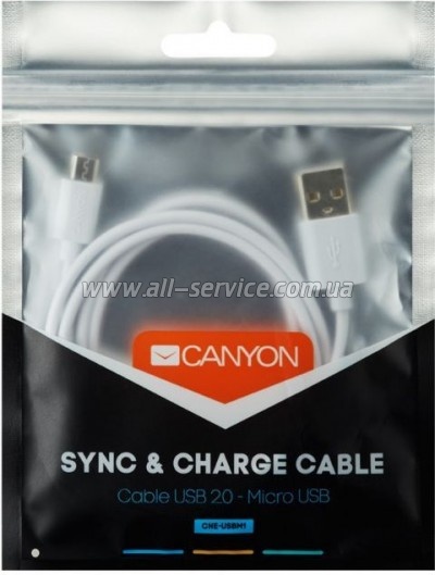 ���� ������ USB 2.0 AM to Micro 5P 1.0m White Canyon (CNE-USBM1W)