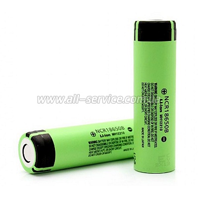  Panasonic 18650 Li-Ion NCR18650B TipTop Protected, 3400mAh, 6.8A, 4.2/3.6/2.5V, green (NCR18650B-P)