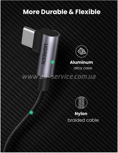 ���� ������ USB-C 2.0 to USB-C 1.0m 90� corner US334 black Ugreen (70643)