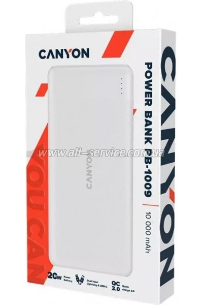   Canyon PB-109 10000 mAh PD/18W QC/3.0/20W White (CNE-CPB1009W)