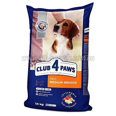 Сухой корм для собак Club 4 Paws Премиум Для средних пород 14кг (4820215366328) Сухой корм для собак Club 4 Paws Премиум Для средних пород 14кг (4820215366328)
