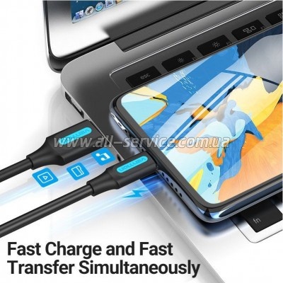 ���� ������ USB 2.0 AM to Micro 5P 1.0m 3A black Vention (COLBF)