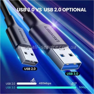 ���� ������ USB 3.0 AM to USB-C 1.5m 3A US184 black Ugreen (20883)