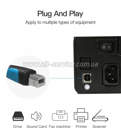 ������ ��� �������� USB 2.0 AM/BM 2.0m black Vention (VAS-A16-B200)