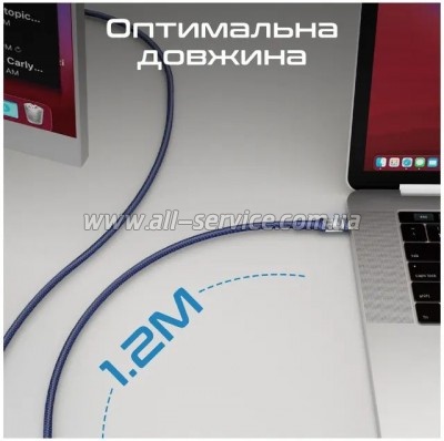 ���� ������ USB-C to USB-C 1.2m Promate (lucidline-cc120.navy)