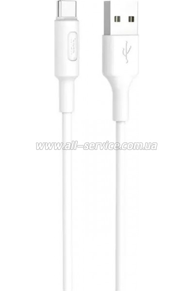 ���� ������ USB 2.0 AM to USB-C 1.0m 2A X25 white HOCO (6957531080152)