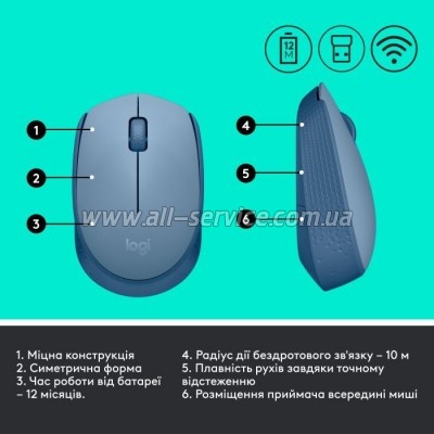  Logitech M171 Blue Grey (910-006866)