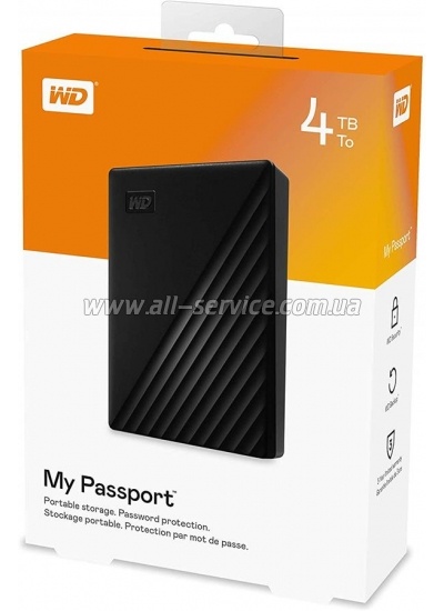 WD 2.5" USB 3.2 Gen 1 4TB My Passport Black (WDBPKJ0040BBK-WESN)