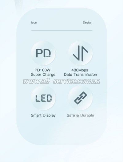 ���� ������ USB-C to USB-C 2.0m 100W Digital Display blue Essager (ES-XCTT1-YDA03)