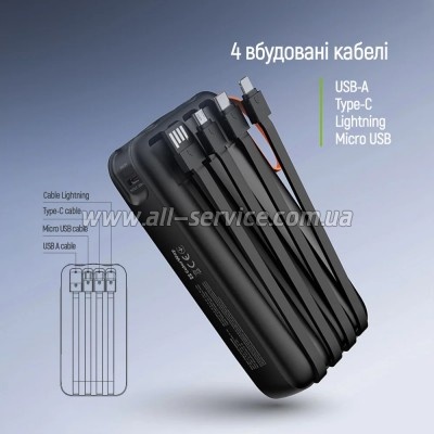 ������� ������������� ColorWay 20000mAh PowerHub PD 22.5W Black (CW-PB200LP07BK)