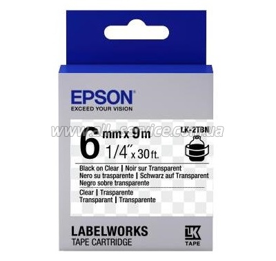  Epson LK2TBN LW-300/ 400/ 400VP/ 700 Clear Blk/Clear 6mm/9m (C53S652004)