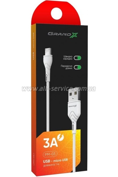 ���� ������ USB 2.0 AM to Micro 5P 1.0m Grand-X (PM-03W)