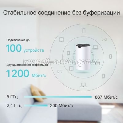   Wi-Fi TP-Link DECO S4 3 pcs AC1200, 2xGE LAN/WAN, MESH (DECO-S4-3-PACK)