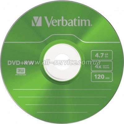 ���� Verbatim DVD+RW 4.7Gb 4x SlimCase 5�� Color (43297)
