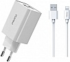 �������� ������� Proda PD-A28i 2�USB 2.4A + USB Ligthtning 1.0m (PD-A28i-WH)