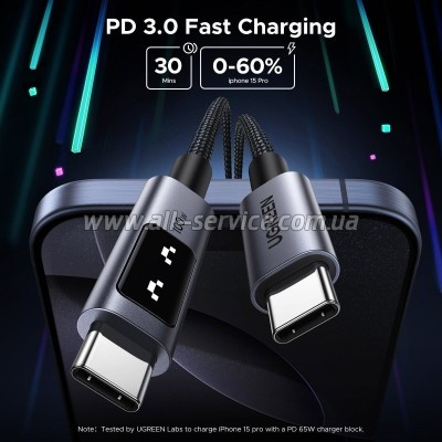 ���� ������ USB-C to USB-C 1.0m PD 100W L509 black Ugreen (35501)