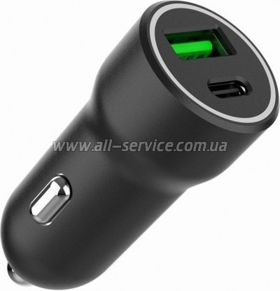 �������� ������� Gembird 1xUSB-A + 1xUSB-C black (TA-UC-A2PDQC20-CAR-01)