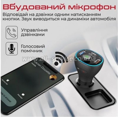 FM  Promate PowerTune 38w USB-A OTG/USB-A QC3.0/USB-C PD Black (powertune-38w.black)