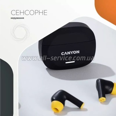  Canyon Hexagon 7 TWS ANC+ENC Wireless Charge Black/Yellow (CNS-TWS7BY)