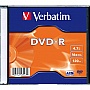 Диск DVD Verbatim 4.7Gb 16X SlimBox 1шт MatteSilv AZO (43547)