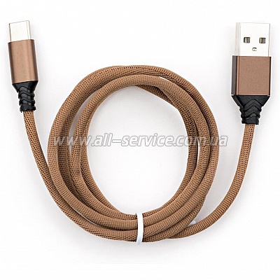   USB 2.0 AM to Type-C nylon 1m brown Vinga (VCPDCTCNB21BR)