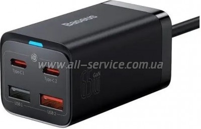 �������� ������� Baseus 2xUSB-C 65W + 2xUSB GaN + cable USB-C to USB-C 100W 1.0m black (CCGP040101)