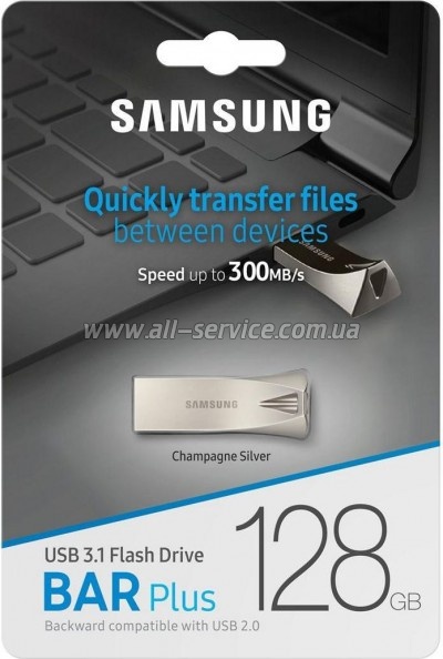  128GB Samsung USB 3.1 Bar Plus Champagne Silver (MUF-128BE3/APC)